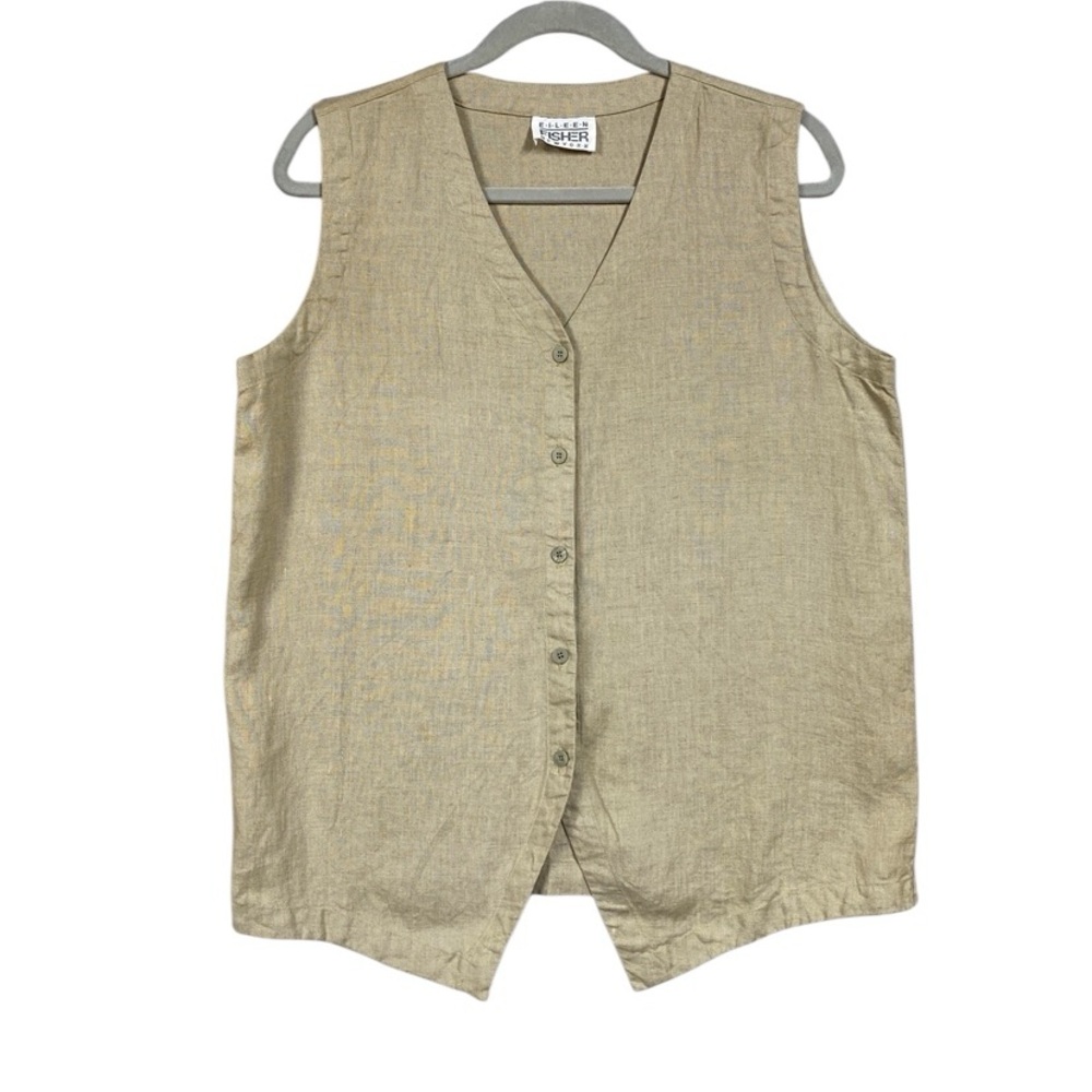 Vintage Eileen Fisher Linen Vest Waistcoat Minimalist